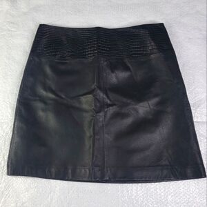 Apostrophe Croc Embossed Black Leather Skirt Womens Size 8 Lined NWT